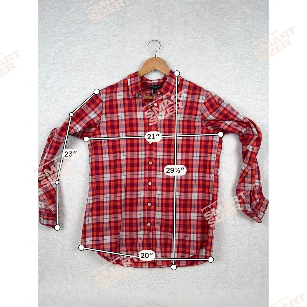 Banana Republic Button Down Mens Size M Red Plaid Soft Wash‎ Long Sleeve Shirt
